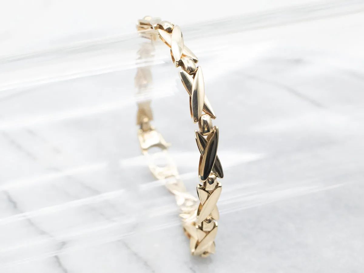 Yellow Gold X Link Bracelet with Lobster Clasp